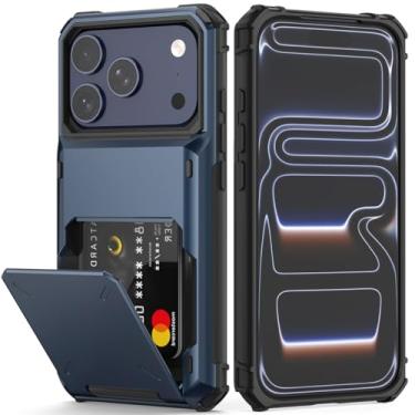 Imagem de Nvollnoe Capa compatível com iPhone 17 Pro com suporte para cartão [loja 5 cartões] capa carteira resistente à prova de choque de camada dupla com compartimento para cartão oculto grande capa de