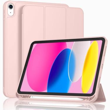 Imagem de ToaPoia Capa para iPad (A16) 11 polegadas 2025/iPad 10ª geração 10,9 polegadas 2022, capa protetora fina com suporte de três dobras com suporte para lápis e parte traseira de TPU macio, suporta