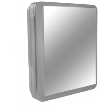 Imagem de Armario Banheiro Embutir/Sobrepor Espelho De Vidro, Armário com parafuso e bucha - Completo com Parafusos e Buchas - Organizador com Prateleiras Internas(Cinza)