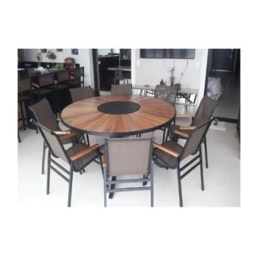 Imagem de Jogo De Mesa Com 8 Cadeiras Tela Sling E Alumínio para Área Gourmet - 