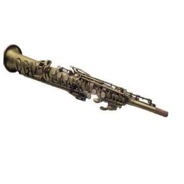 Imagem de Instrumento de saxofone B Saxofone soprano plano profissional para iniciantes saxofone bronze esculpido dragão flor instrumento de sopro