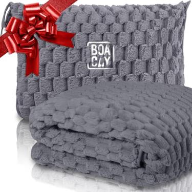 Imagem de BOACAY Cobertor de viagem embalável para avião, carro - cobertor compacto de escritório - travesseiro portátil para adultos, crianças com estojo, manga de bagagem, clipe de mochila