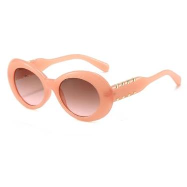 Imagem de HPIRME Óculos de sol vintage femininos, armação uv400, degradê feminino (rosa-marrom-rosa)