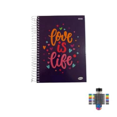 Imagem de Kit Caderno Femininos 20 Matérias Capa Dura 400 Folhas + Caneta Esferográfica E Marcador Artístico