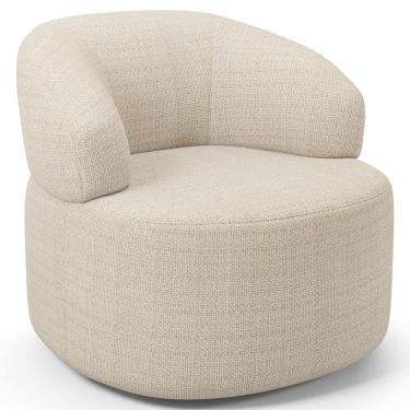 Imagem de Poltrona Giratória Orgânica Para Sala de Estar Living Helena L02 Linho Palha - Lyam Decor