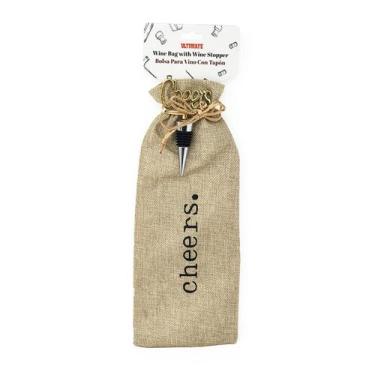 Imagem de Bolsa Para Garrafa Vinho Com Rolha Inox 31X10Cm - Mabel