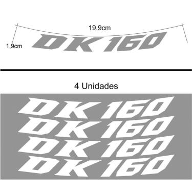 Imagem de Kit 4 Adesivo Premium Roda Moto Dk 160 Cor Branco