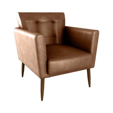 Imagem de Poltrona Decorativa Confortável Pés Em Madeira Maciça Cancun Sintetico Whisky Matrix Sintetico Rustico Whisky