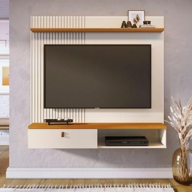 Imagem de Painel Tv 55 Pol 141cm Bancada Suspensa Para Sala Seluna Cinamomo-off White M20 - D'rossi