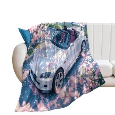 Imagem de HouLaiZhe Cobertor super macio de flanela JDM carro S2000 conversível flores de cerejeira cobertores leves refrescantes para sofá-cama cadeira sofá carro viagem ao ar livre leve quente 101,6 cm x 127