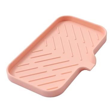 Imagem de Saboneteira de silicone autodrenante, suporte de esponja que economiza espaço, bandeja organizadora para cozinha e banheiro, rosa