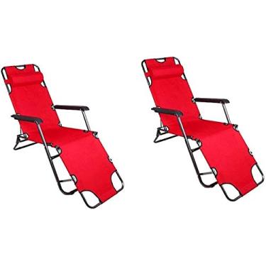 Imagem de YYBOES Conjunto de 2 espreguiçadeiras de jardim leves dobráveis e reclináveis, cadeiras dobráveis de praia, jardim ao ar livre, cadeira dobrável simples