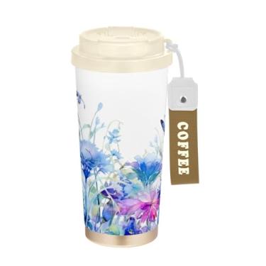 Imagem de Wassud Caneca de café de viagem isolada à prova de vazamento com tampa e canudo de aço inoxidável para café quente/gelo, chá e cerveja