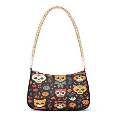 Imagem de CEBUGI Bolsas transversais femininas bolsa de ombro caveiras bolsa clutch elegante com alça de corrente