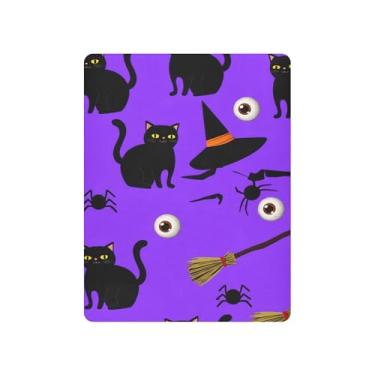 Imagem de Burbuja Lençol de berço macio e respirável para meninas e meninos, chapéus de bruxa de gatos, lençol de berço macio e respirável, 68,5 x 99 cm