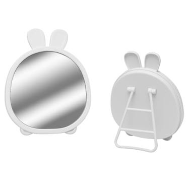 Imagem de Espelho De Mesa Formato Oval Design Orelhinhas De Coelho 13x16cm - Decoração Para Sua Penteadeira E Funcionalidade Para Você (Branco)