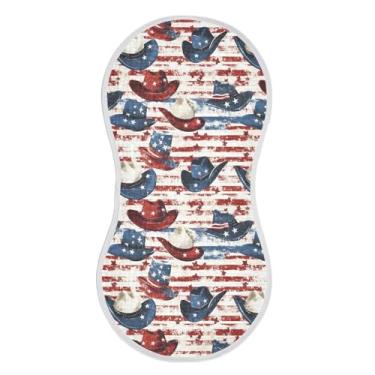 Imagem de STAYTOP 1 peça chapéu de cowboy estilo bandeira americana panos para arrotar para bebês meninos meninas e toalha de recém-nascido, panos grandes absorventes para arrotar