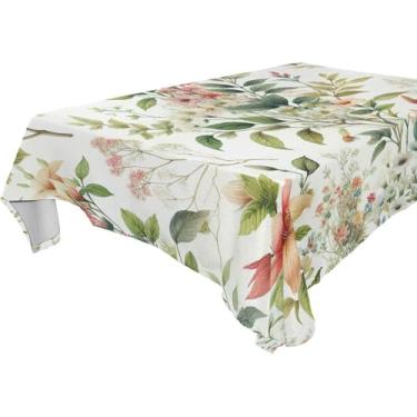 Imagem de Burbuja Toalha de mesa de galho verde, toalha de mesa quadrada anti-rugas grossa para decoração de jantar, cozinha, festa, 137 x 137 cm