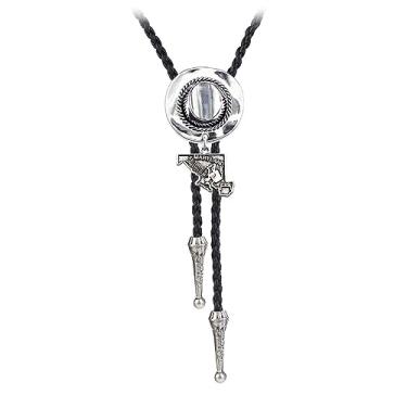 Imagem de JPJZY BRBAM Chapéu de cowboy ocidental gravata bolo estilo vintage prata antiga mapa dos Estados Unidos gravata bolo gravata elegante retrô cowboy presente