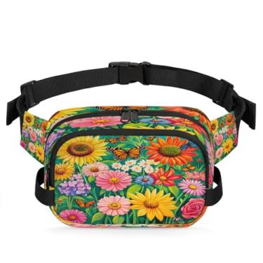 Imagem de Pochete de jardim com flores de primavera para mulheres e homens com alça ajustável, bolsa transversal, bolsa de peito, bolsa tiracolo, Cor 1