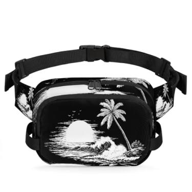 Imagem de Pochete de praia de areia preta pôr do sol para mulheres e homens com alça ajustável, bolsa transversal, bolsa de peito, bolsa tiracolo, Cor 1