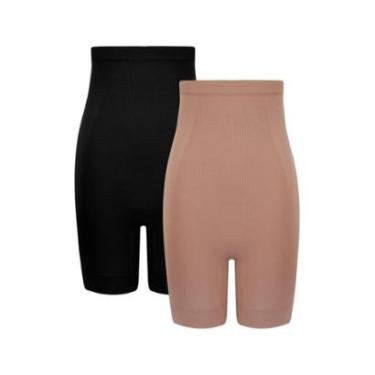 Imagem de Kit 2 Bermudas Lisa Trifil Cintura Alta Microfibra Cós Silicone Modela Barriga Média Compressão-Feminino