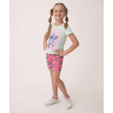 Imagem de Bermuda Infantil Ciclista Stitch Disney Tam 4 a 10 Ros-65106, 10, Rosa