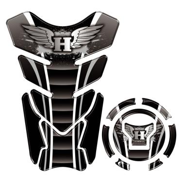 Imagem de Kit Protetor Tanque Adesivo Moto Honda Asa Acima 2018 Preto Preto