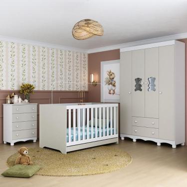 Imagem de Quarto De Bebê Completo Com Berço Americano 3 Em 1 Ternura Multimóveis MP4651 Branco-off White