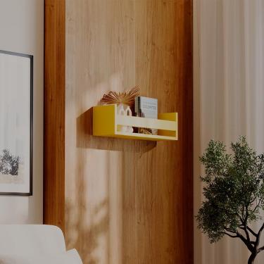 Imagem de Prateleira Porta Livro Amarela 70 X 12cm Suporte Invisivel