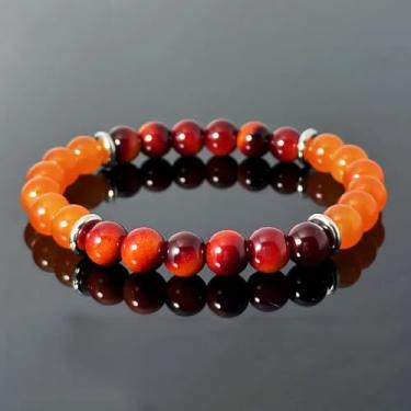 Imagem de Pulseira de cristais de cura feita à mão com pedras preciosas naturais com contas elásticas de pedras naturais para ioga, pulseiras delicadas empilháveis (laranja)