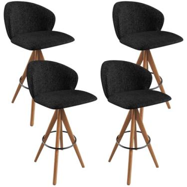 Imagem de Kit 04 Banquetas Alta Giratória Bar Cozinha Sala de Jantar Bar Mia L02 Linho Chumbo - Lyam Decor