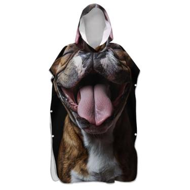 Imagem de Poncho de surfe para adultos trocador de roupa de banho com capuz bonito reutilizável cachorro bonito buldogue ponchos de praia para homens