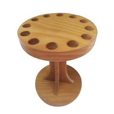 Imagem de MTGSTOCL Suporte de tesoura giratório de madeira com 12 compartimentos | Base giratória de 360° para acesso sem esforço | Organizador universal para costura, artesanato e armazenamento de mesa