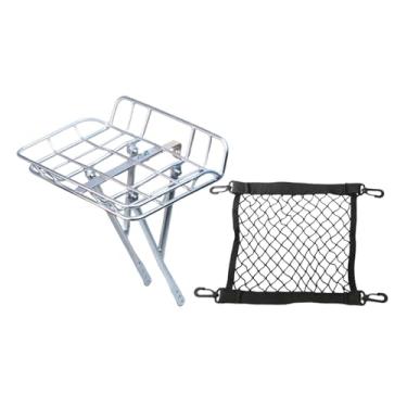 Imagem de Dynwave Organizador de carga frontal para bicicleta, premium, fácil de instalar, conveniente, prático, cesto para bicicleta em liga de alumínio, Versão Prata Alta