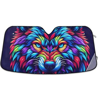 Imagem de Toldo de sol fofo de animal engraçado para para-brisa de carro bonito dobrável sombra de carro para para-brisa dianteiro impressão animal retrátil S, 134,6 cm x 59,7 cm