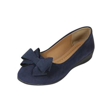 Imagem de Sapatilhas femininas de balé com estampa rasa para uso casual primavera verão praia sapatos confortáveis sem cadarço, Azul royal, 35