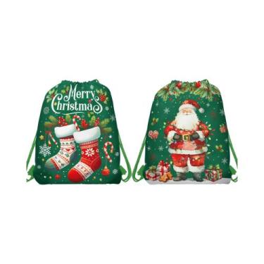Imagem de Sacos De Presente Com Padrão De Meia Do Papai Noel 10pcs Não Tecido Su