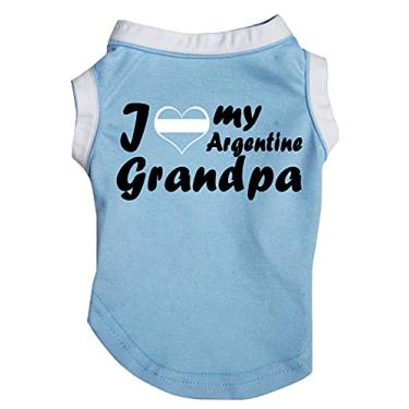 Imagem de Petitebella Camiseta para cachorro I Love My Argentina Grandpa (azul, 3GG)