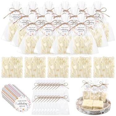 Imagem de Demissle Conjunto de 20 peças de sabonete de chá de bebê flores silvestres chá de bebê em flor conjunto de sabão de banho com cartão branco presentes feitos à mão para convidados decoração suprimentos