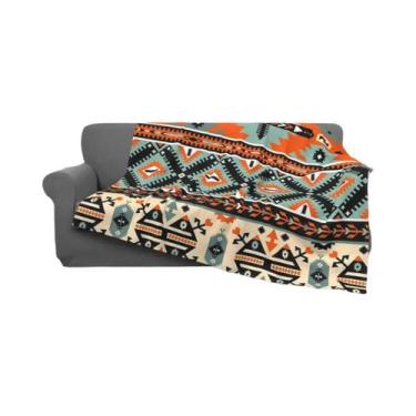 Imagem de Cobertor De Fleece Com Padrão Boho Navajo Super Macio Leve E Quente Pa