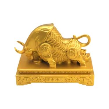 Imagem de Estátua de cavalo, ornamentos de cavalo, lembrança de bênção do zodíaco que atrai riqueza e boa sorte, mascote dourado Feng Shui para decoração de mesa de escritório em casa, esculturas de cavalos de