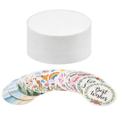 Imagem de AmazingSpark 100 cartões redondos em branco, 300 g/m², papel kraft, 10 cm, recorte de papel grosso, uso para pintura, desenho, projetos de artesanato DIY, caseiro, sala de aula, quadro de avisos