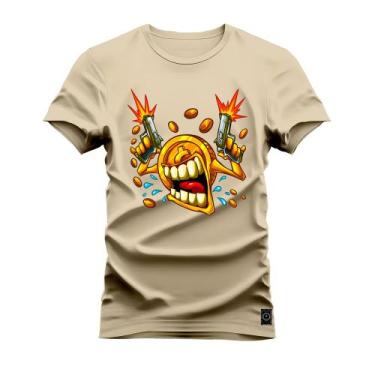 Imagem de Camiseta Premium Estampada Algodão 30.1  Bit Gangster, M, Bege