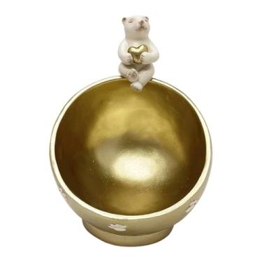 Imagem de Fenteer Caixa organizadora em formato de estátua de urso, ideal para decoração de casa, escritório ou como item colecionável. Perfeita para guardar, Ouro