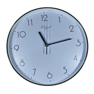 Imagem de Relógio de Parede Analógico Slim Redondo 30x30cm 1,5v AA Plástico e Vidro Números Grandes (Preto)