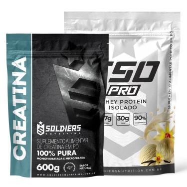 Imagem de Kit: Whey Protein Isolado ISO PRO 1kg + Creatina Monohidratada 600g - Soldiers Nutrition-Unissex