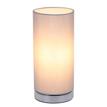 Imagem de Controle Tocável Lâmpada de Mesa com 3 Níveis Iluminação Moderna Cabeceira Abajur Tecido Redondo para Quarto Sala Estar Escritório Incluída