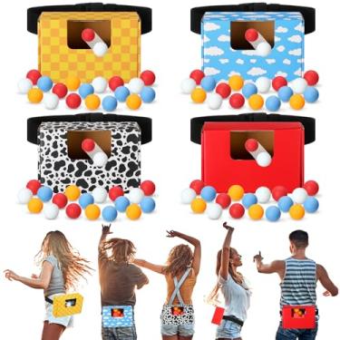 Imagem de Halloscume Conjunto de 4 conjuntos de bonecos de desenho animado com bolas balançando, jogo Twerk, inclui 40 bolas, fitas e caixas de papelão, desenhos animados, jogos de festa para festa de