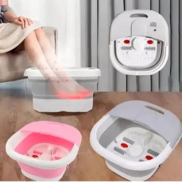 Imagem de Banheira Spa Hidromassageador Elétrico para Pés com Aquecimento, Luz Infravermelha, 4 Rolos Massageadores, 7 Litros, 500W, 110V (Rosa)